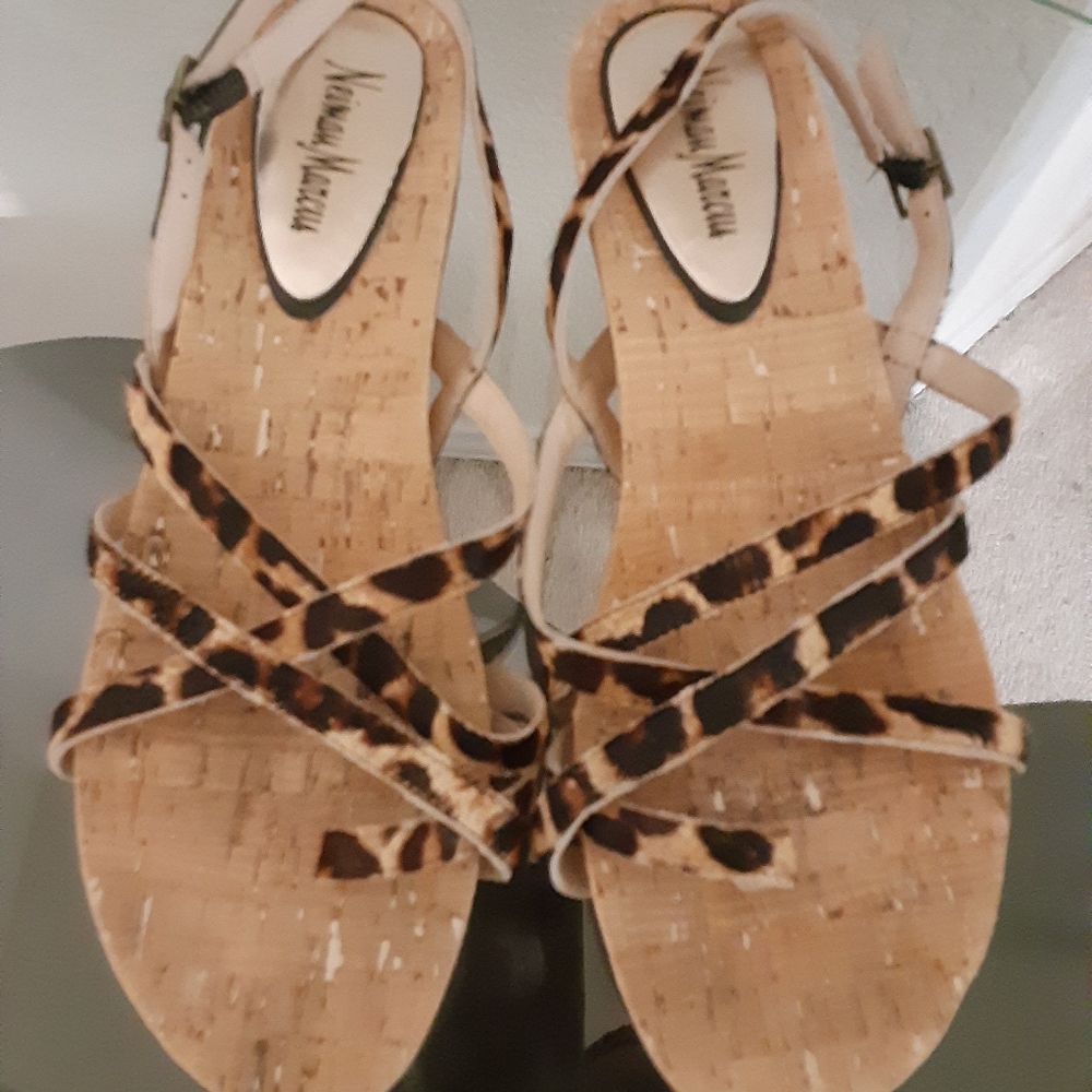 Neiman Marcus cheetah print sandals size 10